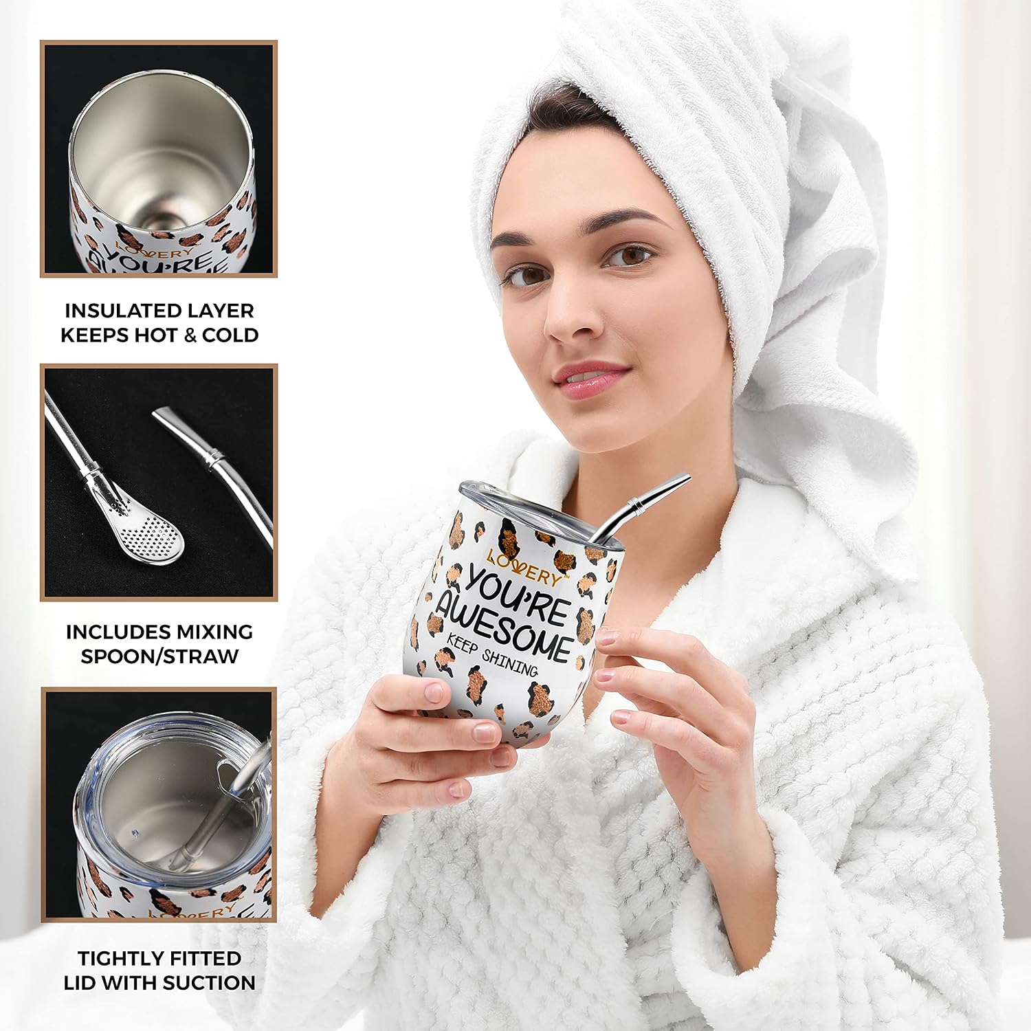 Luxury At-Home Spa Kit with Honey Almond Scent - Bath Gift Basket with Vit E-Rich Bath Essentials, Tumbler, Ear
