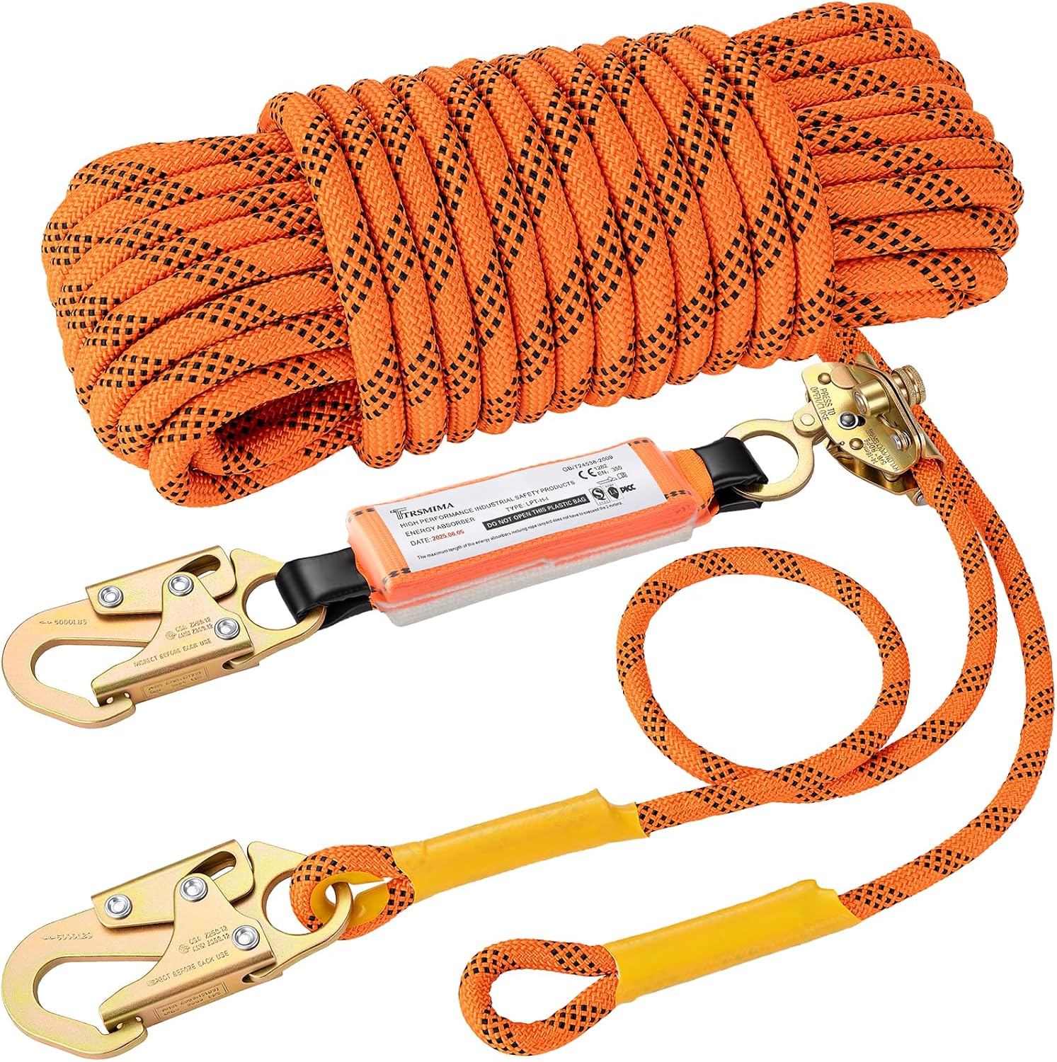 TRSMIMA Roofing Fall Protection Rope - 100ft Safety Rope for Roofing | Fall Protection Rope Heavy Duty Harness Safety