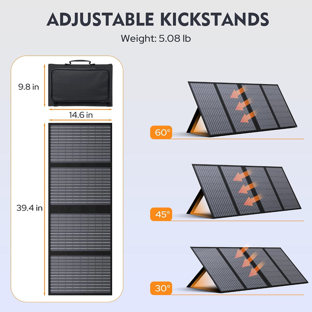60W Foldable Solar Panel for Power Station, 18V DC & QC3.0 for RV | Compatible with Jackery/Rockpals/Flashfish, 18V