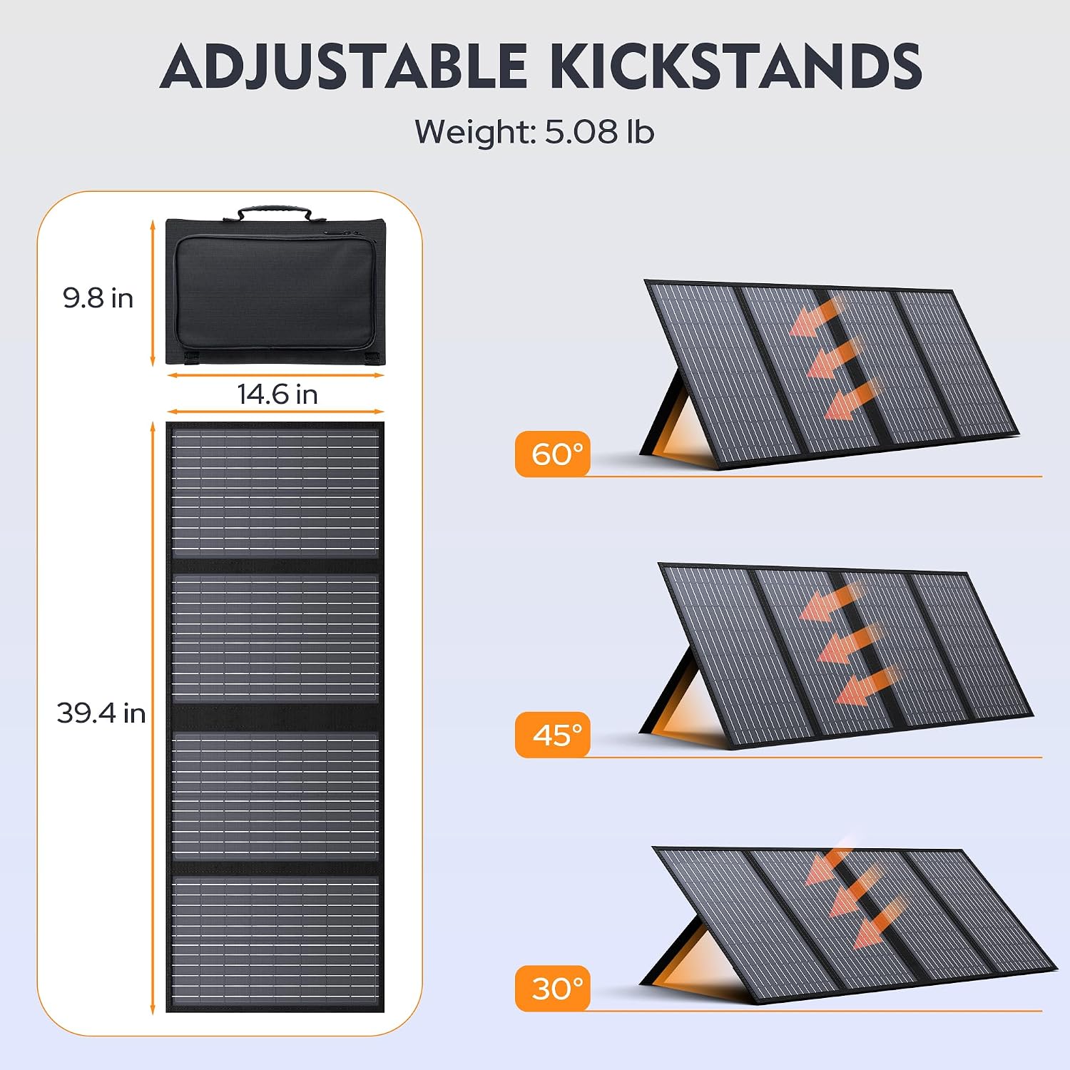 60W Foldable Solar Panel for Power Station, 18V DC & QC3.0 for RV | Compatible with Jackery/Rockpals/Flashfish, 18V