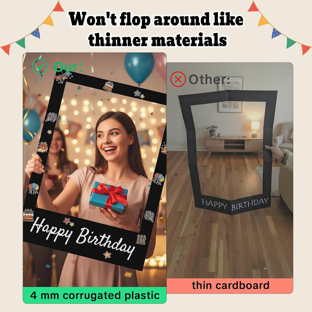 40 x 30 Inch Large Photo Booth Frame Selfie Frame,Black Blank DIY Cutout Props for Birthday,Halloween,Wedding Photo