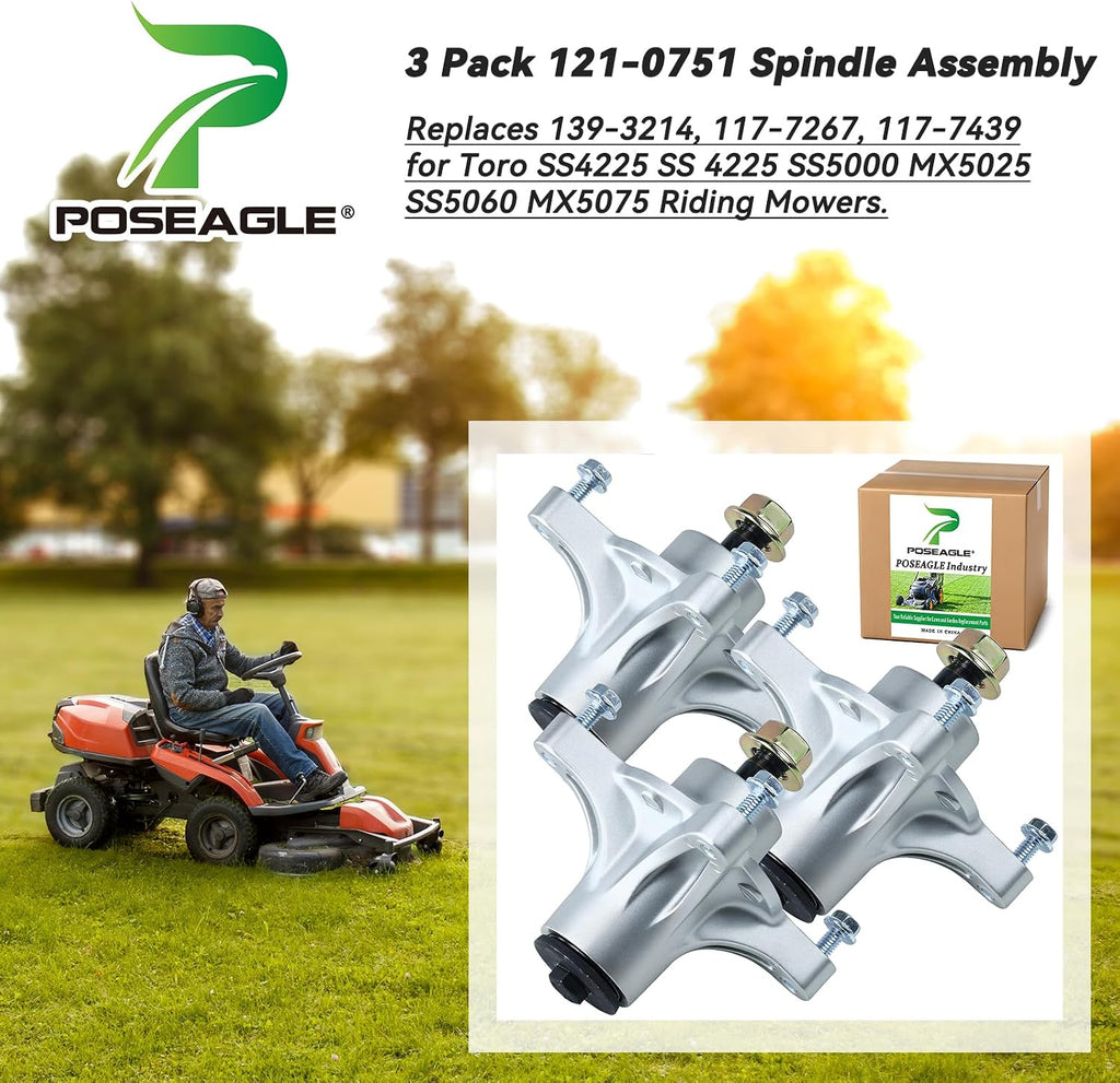 3 Pcs 121-0751 Spindle Assembly for Toro SS5000 SS4225 SS4235 Deck