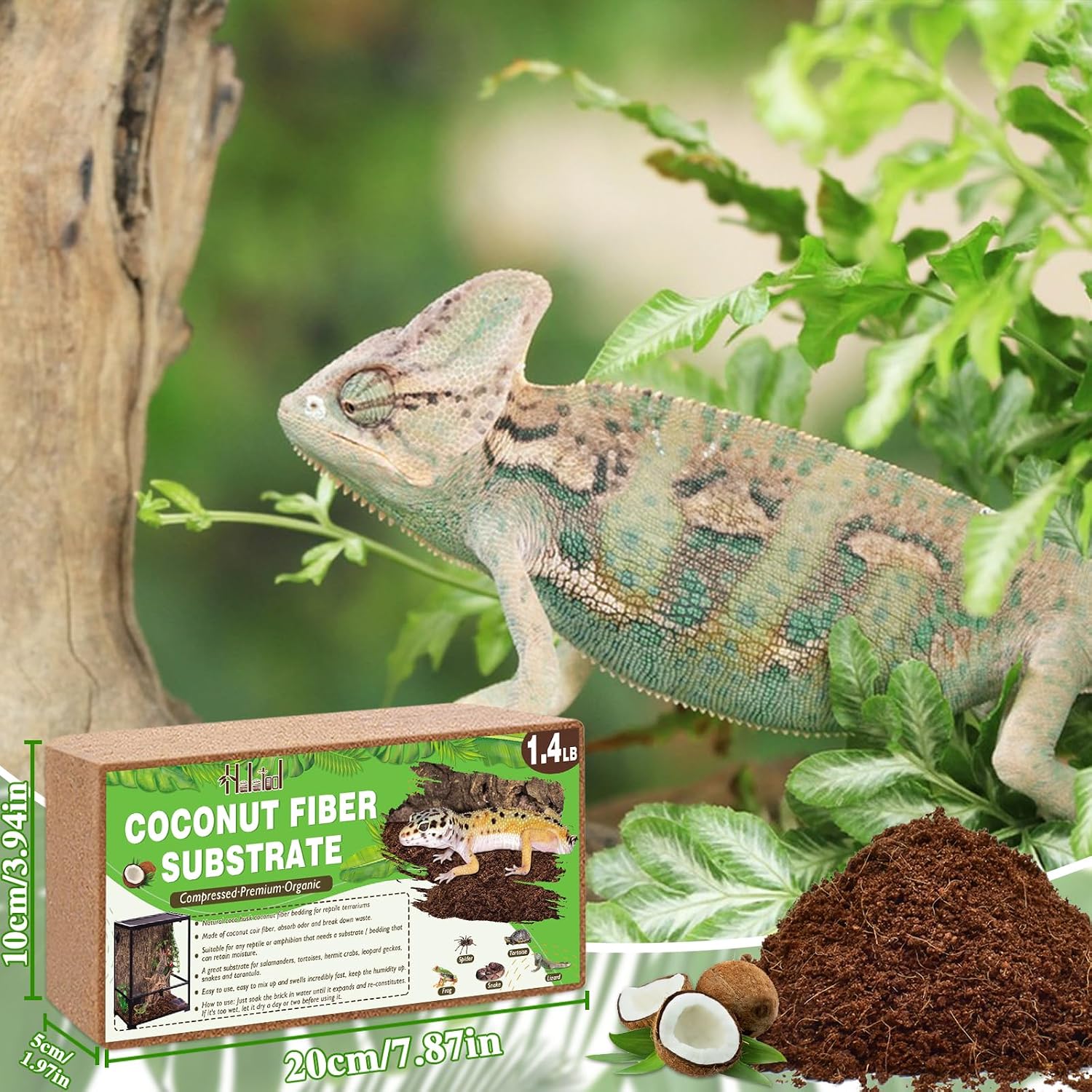 6 Pack Compressed Coconut Fiber Substrate for Reptiles | Organic Coconut Substrate, Reptile Bedding for Tortoises