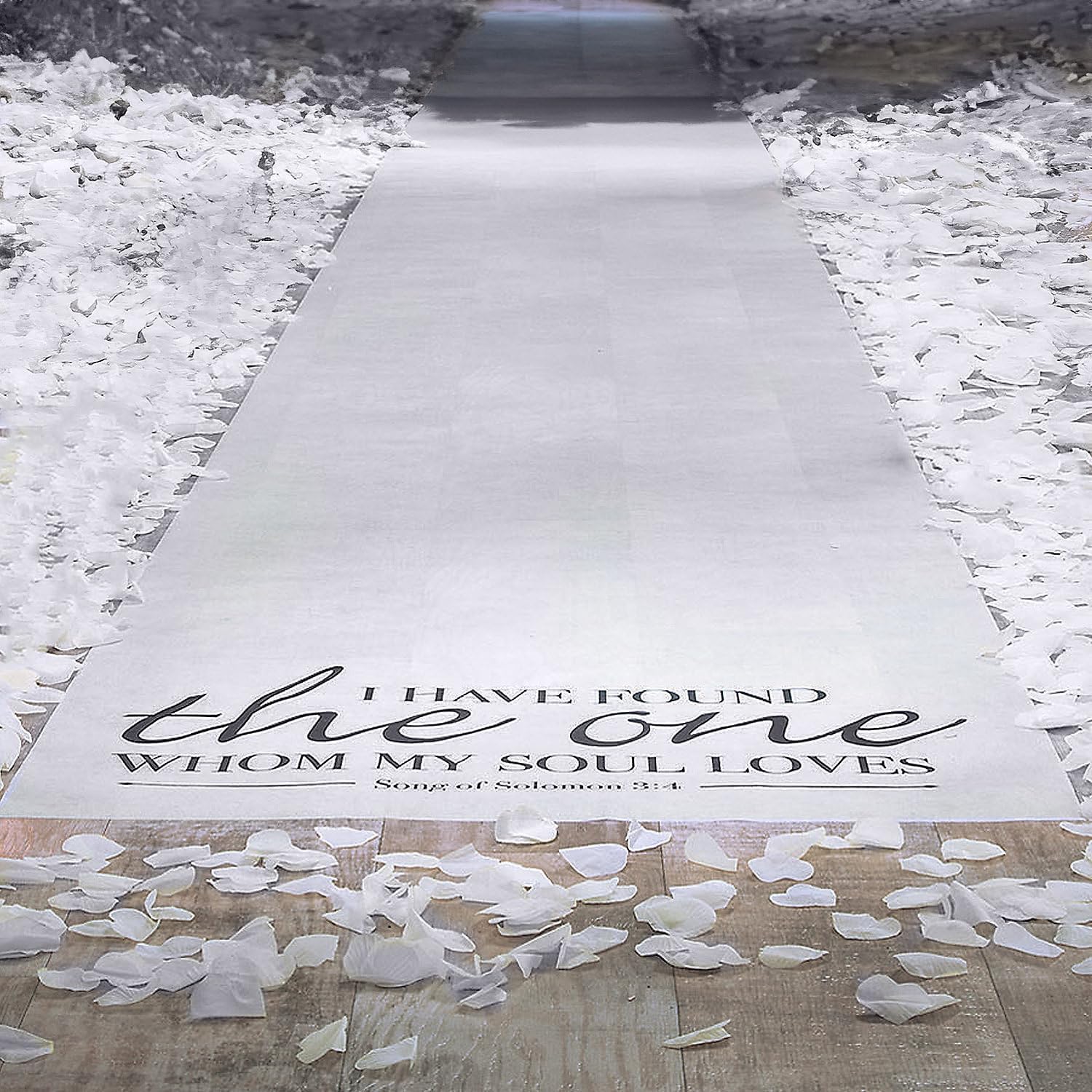 Song of Solomon Aisle Runner with White Rose Petals - 201 Pieces