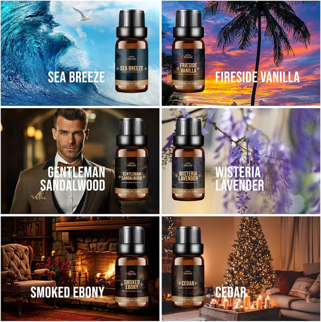 Fragrance Oil Charming Men's Set Diffuser Oil for Home（6 x 10 ML） | Soap & Candle Making Scents, Aromatherapy