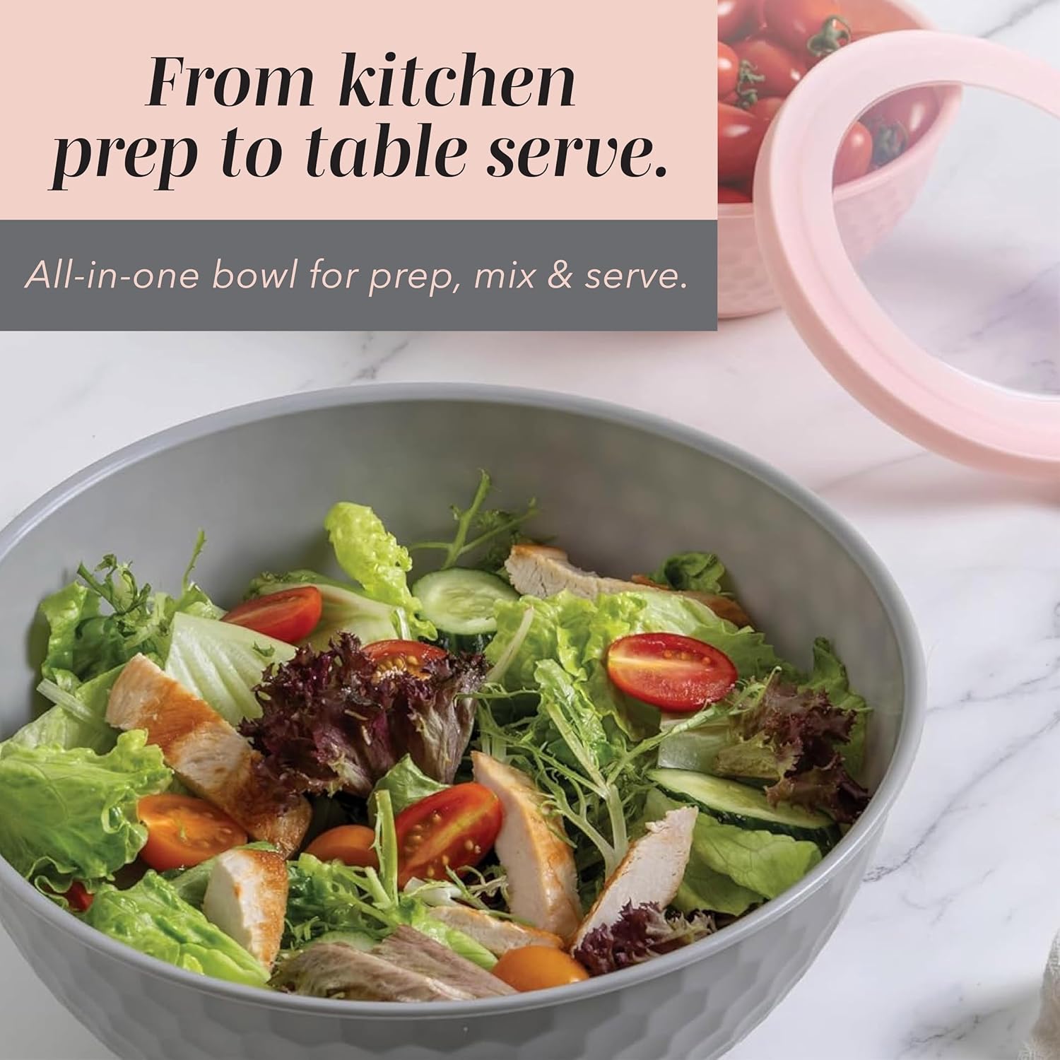 Mixing Bowls with Lids - 12 Piece Plastic Nesting Bowls Set includes 6 Prep Bowls and 6 Lids, Microwave Safe Mixing