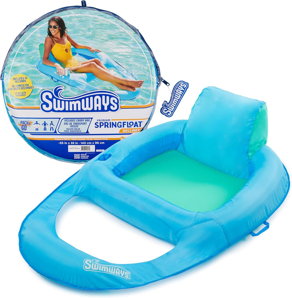 Spring Float Premium Recliner Pool Lounger, Inflatable Pool Floats for Adults with Fast Inflation
