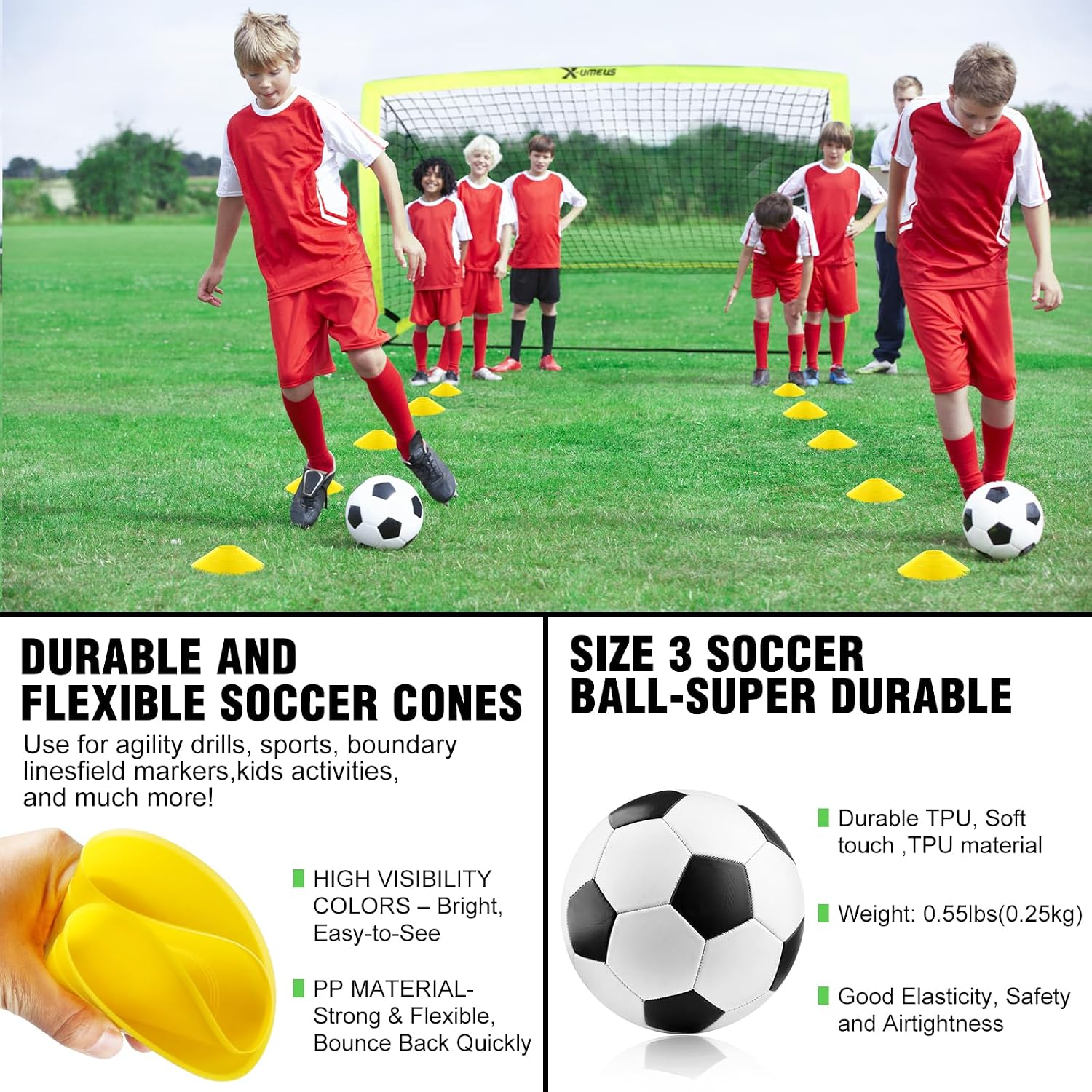 Kids Soccer Goals for Backyard Set of 2, 4 x 3 ft/6 x 4 Toddler Soccer Goal Training Equipment with Soccer Ball