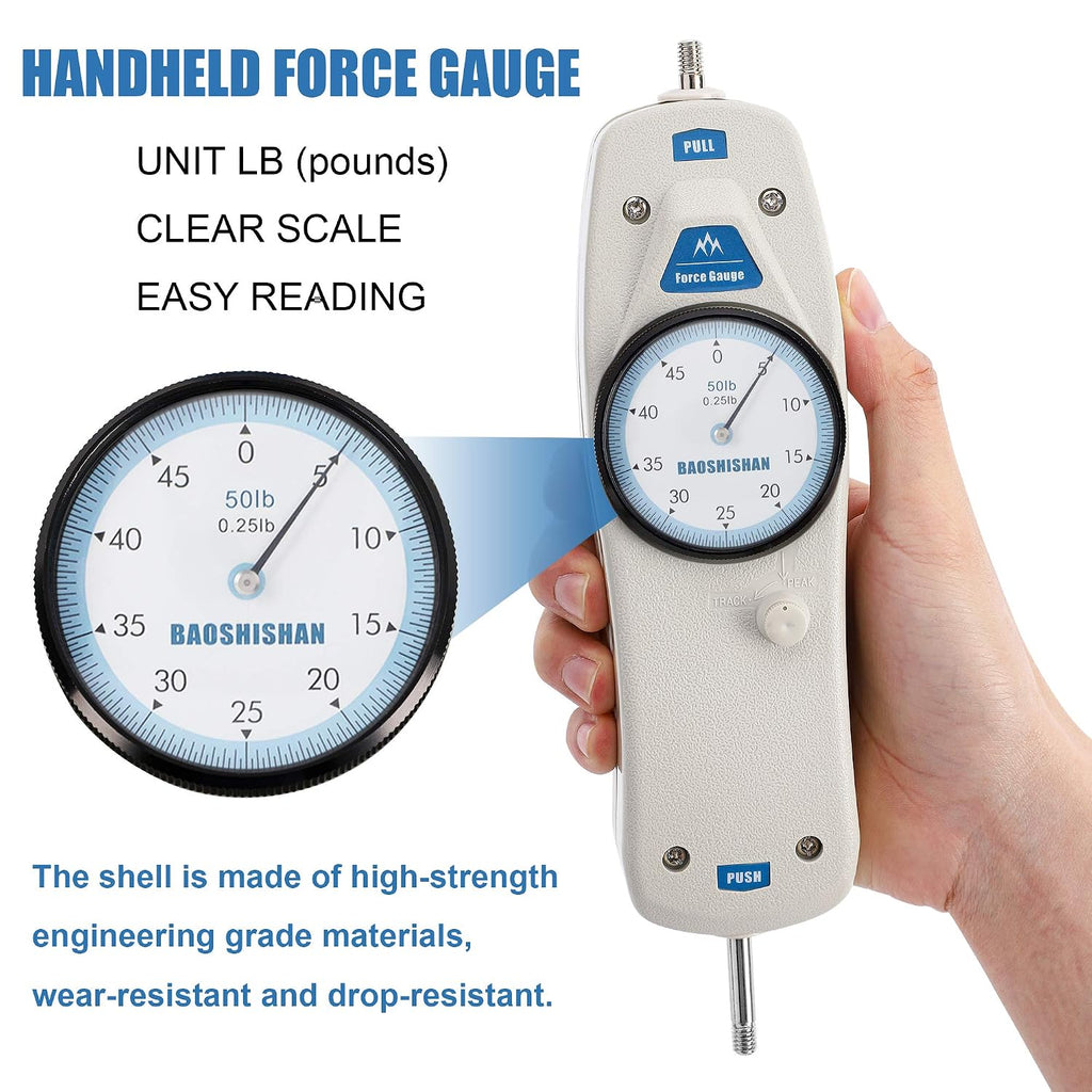 BAOSHISHAN 50lb Push Pull Force Gauge with Calibration Certificate