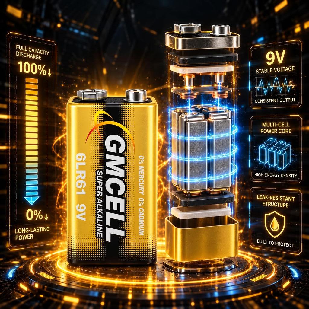 9V Batteries 16-Pack,Alkaline Non-Rechargeable Long-Lasting
