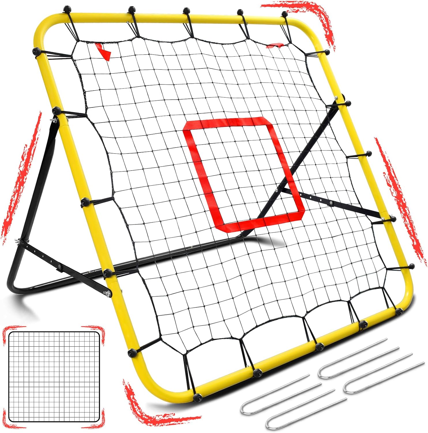 Soccer Rebounder Bounce Back Net,Baseball Rebounder Net, Adjustable Angle All Ages Volleyball Rebounder Training