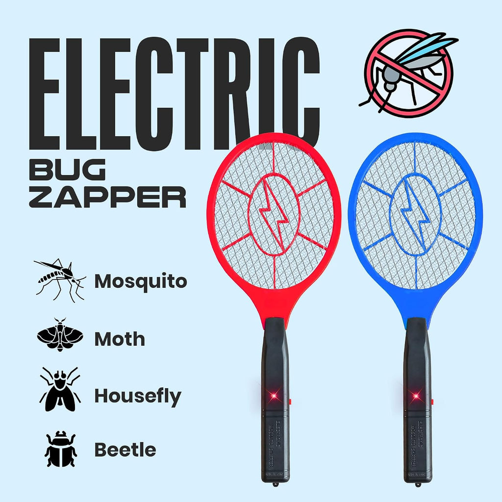 Electric Fly Swatter 2 Pack - 3000V Electric Grid Bug Zapper Racket with Safety Mesh, Handheld Mosquito & Fly Killer