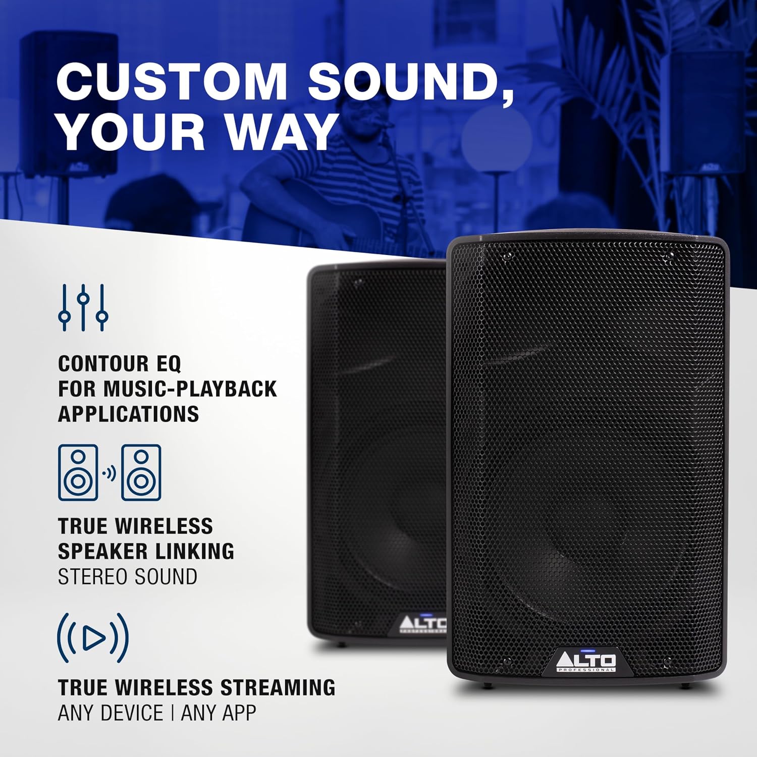 Alto TX410 350W 10" Powered PA Speaker | TWS Bluetooth, 2-Channel Mixer, and Monitor Mode for Bands, DJs, Rehearsals