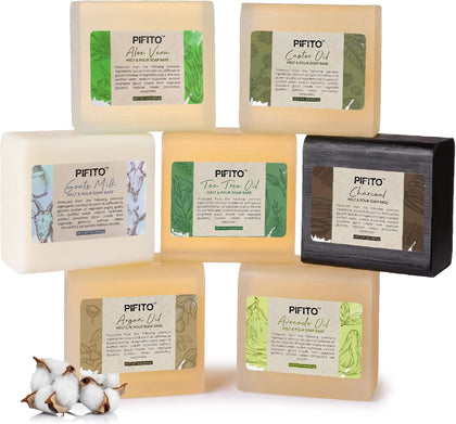 Melt and Pour Soap Base Sampler (7 lbs) │ Assortment of 7 Bases (1lb ea) │ Argan Oil, Avocado Oil, Castor Oil