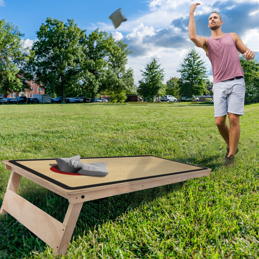 Cornhole Board Set - No Bounce,Regulation Size 4x2 ft,Made of 1/2" Pine Plywood,UV Printing Includes 8 Bean Bags and