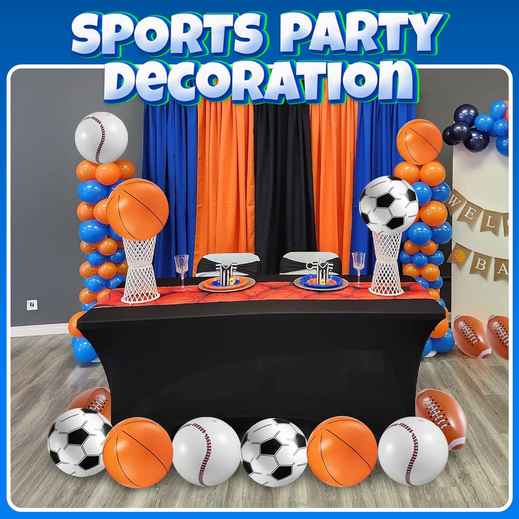 16" Inflatable Sports Beach Balls Variety Pack (12 Pcs) - 3 of Each - Basketball, Baseball, Football, Soccer Beach