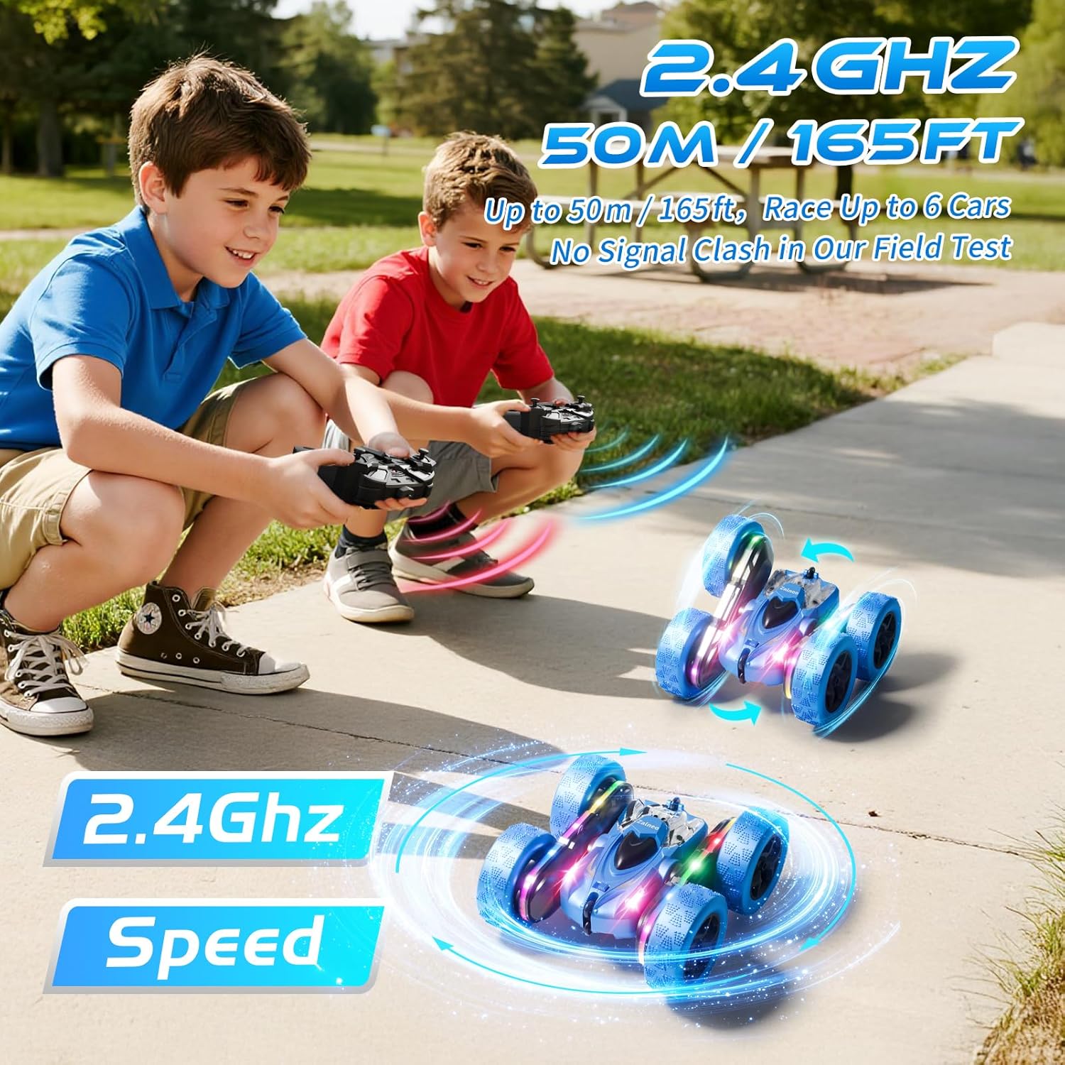 Remote Control Stunt Car 4WD 360° Flip Double‑Sided RC Cars, LED Light Bar, USB‑C Modular Battery, 2.4 GHz Outdoor