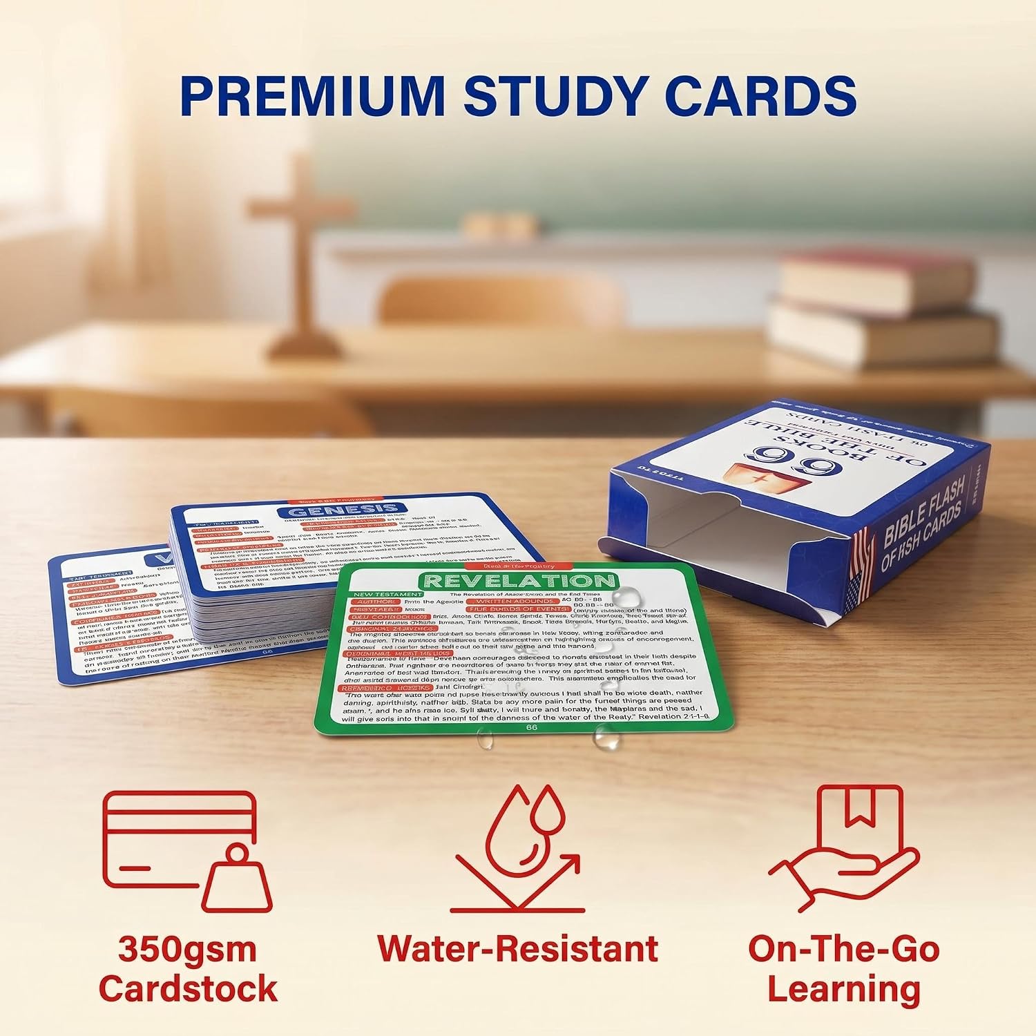 Bible 66 Books Flash Cards - Scripture Memory Cards with Key Verses, Book Summaries & Key Information - Christian