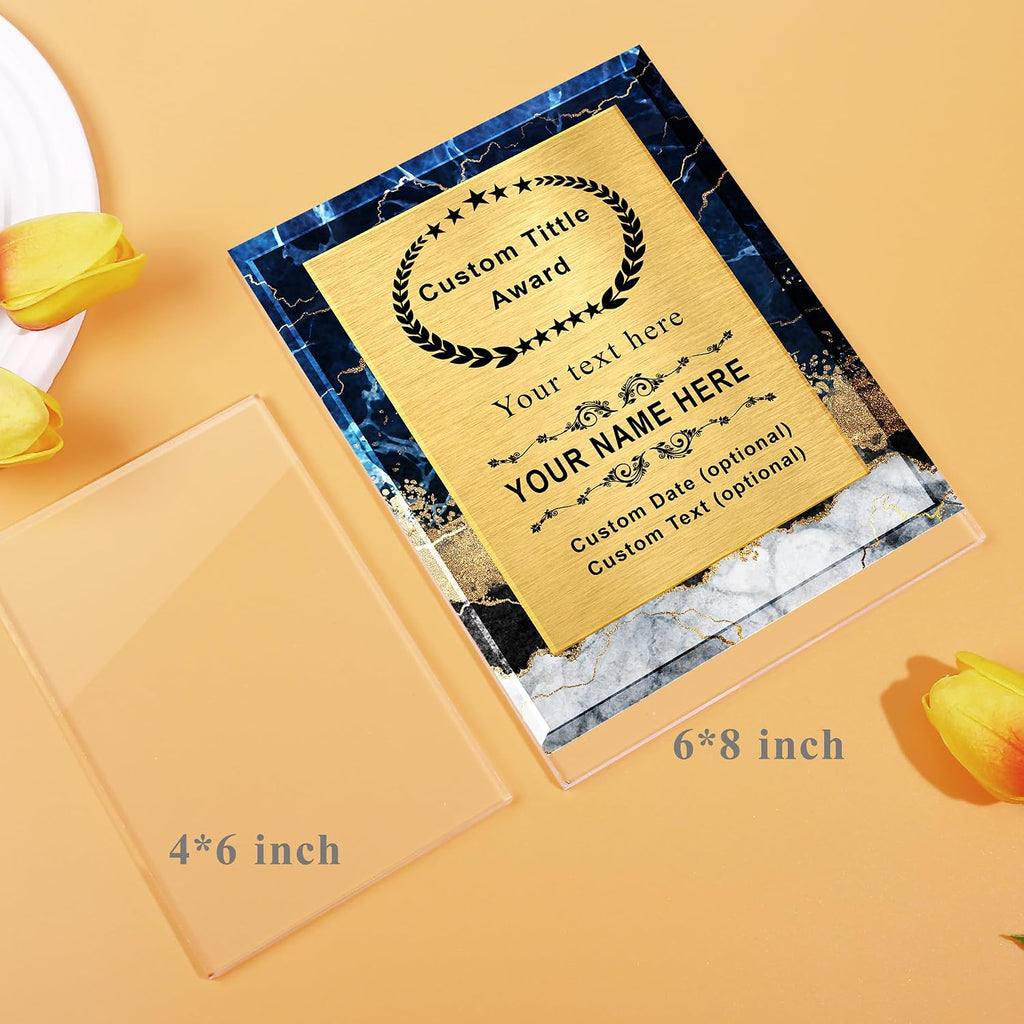 Personalized Trophy Award，Customizable Award Plaque，Custom Award Plaque ，6 types of marble backgrounds, 5 shapes