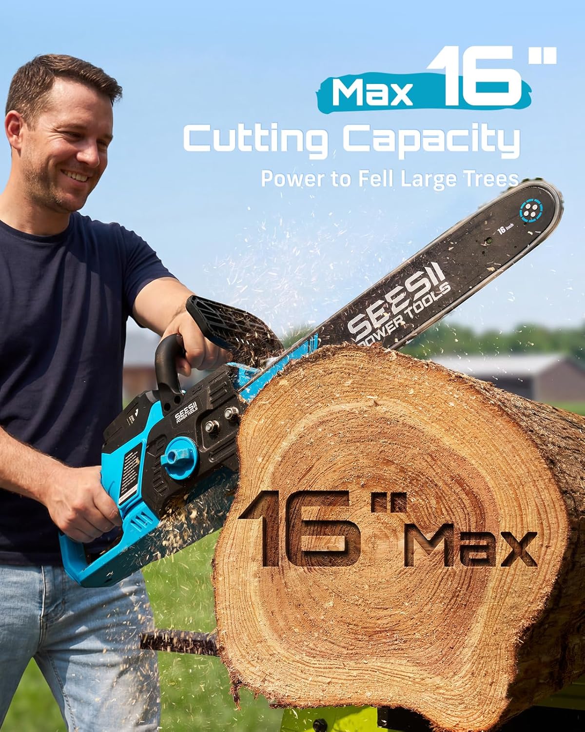 40V 16-Inch Cordless Electric Chainsaw,2000W Brushless Chain Saw | 2×40v 4000mAh Batteries & Chargers, Auto Oiler