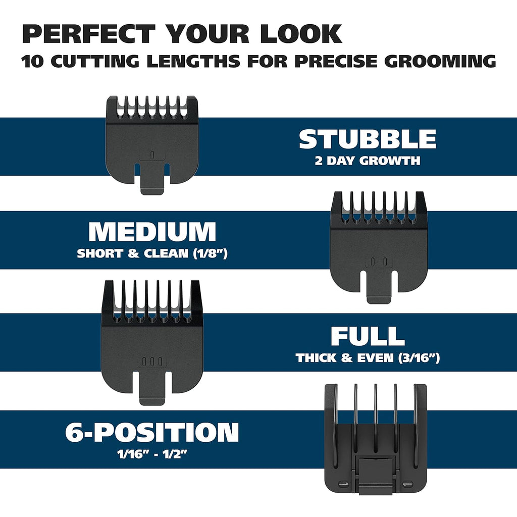 Groomsman Battery Operated Facial Hair Trimmer for Beard & Mustache Trimming Including Light Detailing and Body