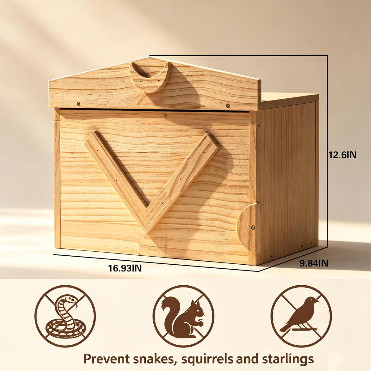 Handcrafted Solid Wood Duck House - Large Natural Outdoor Duck Nesting Box for Wood Ducks & Mergansers, Easy Pole