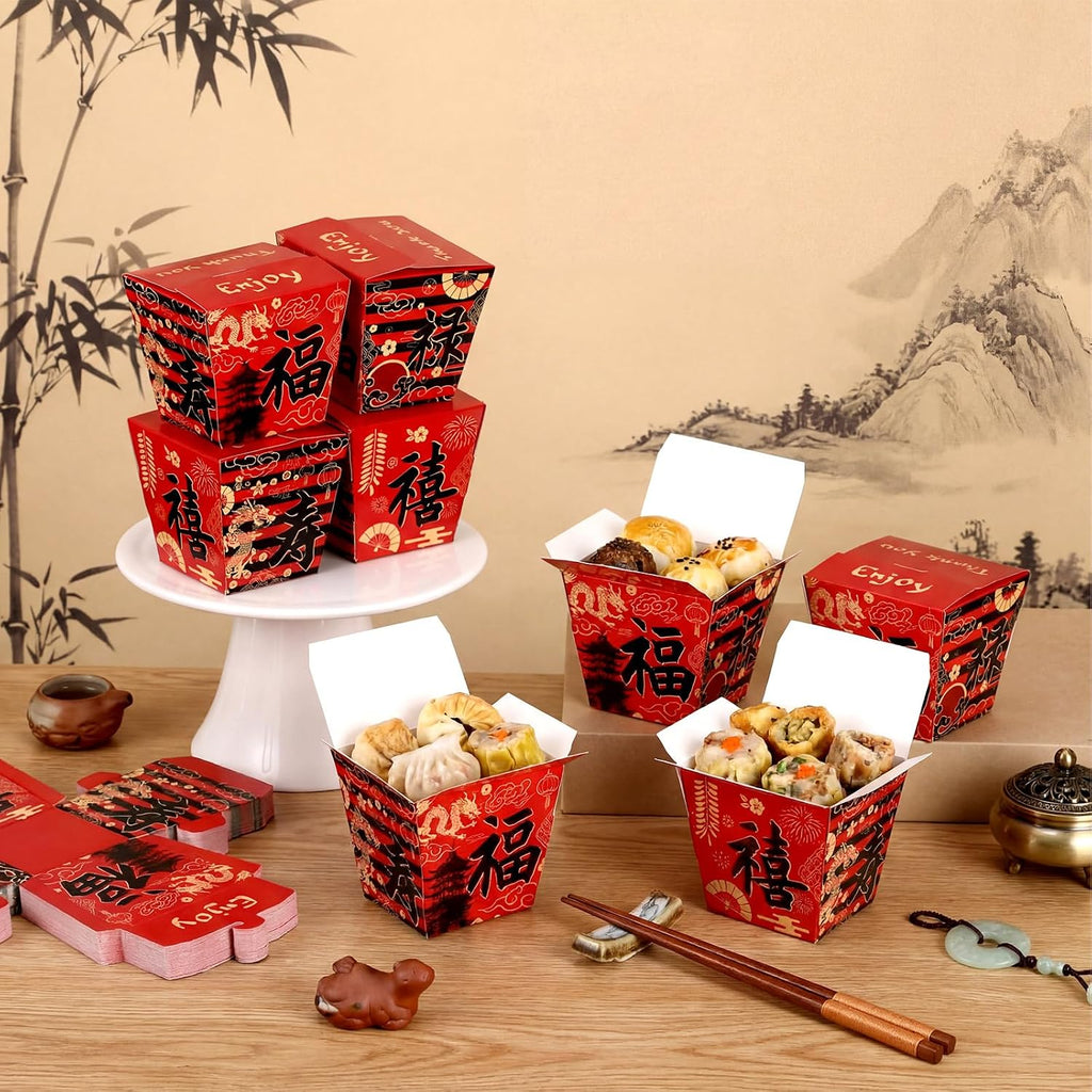 50 Pcs 8 oz Chinese Take out Boxes Paper Food Containers