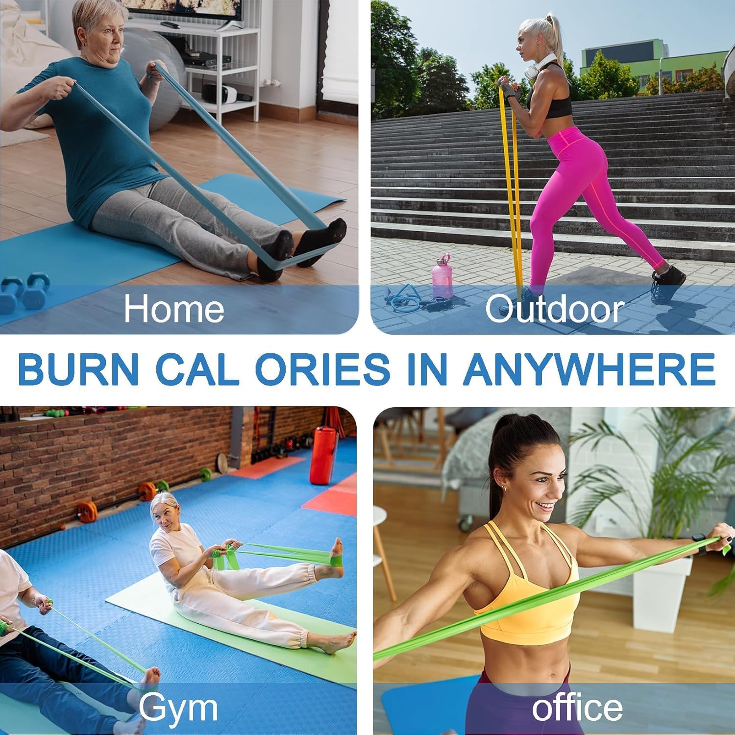 Resistance Bands for Working Out, Physical Therapy, Exercise, Pilates, Yoga | Latex-Free Stretch Bands for Women or