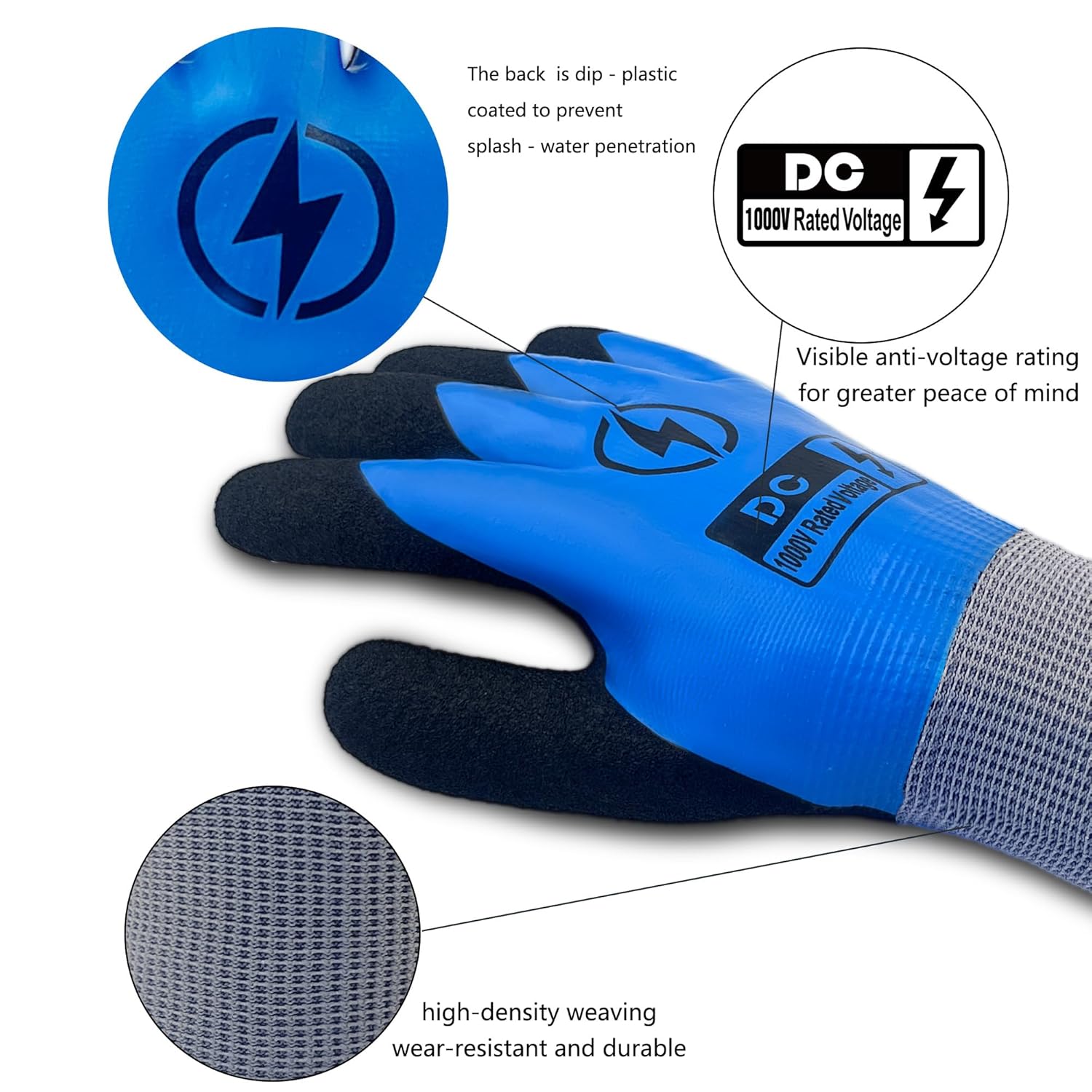 Insulated Electrician Gloves 1000V,ASTM D120 Certified High Voltage Resistant Flame Retardant Work Gloves, Electrical