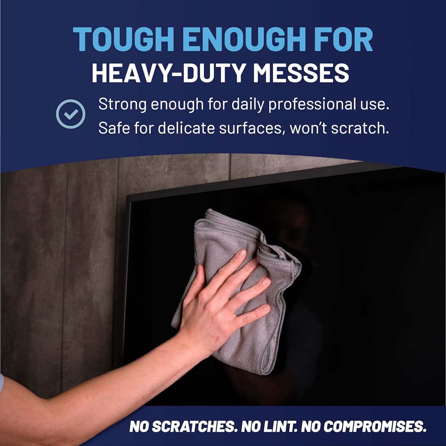 MW Pro Microfiber Cleaning Cloth | Gray | 12 Pack | 16” x 16” | All Purpose Microfiber Towels - Clean, Dust, Polish