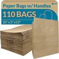 10x5x13 in. Brown Paper Bags with Handles | 110 Pack Bulk
