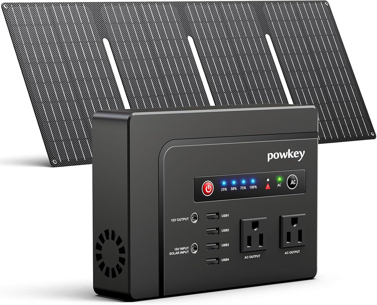 Solar Powered Generator, 200W Portable Power Station with Solar Panels 40W, 146Wh Power Bank with 2 AC Outlet 110V