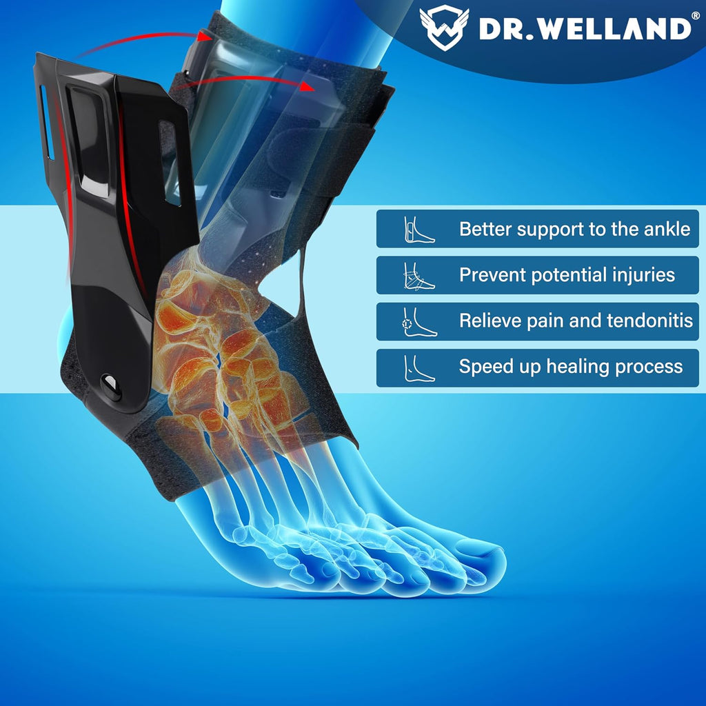 Ankle Brace with Side Stabilizers -Adjustable Ankle Support for Sprains, Sports Injuries, Plantar Fasciitis, Injury