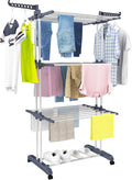 Clothes Drying Rack, 4-Tier(67.7" H) Foldable Drying Rack Clothing | Foldable Stainless Steel Drying Rack, Movable