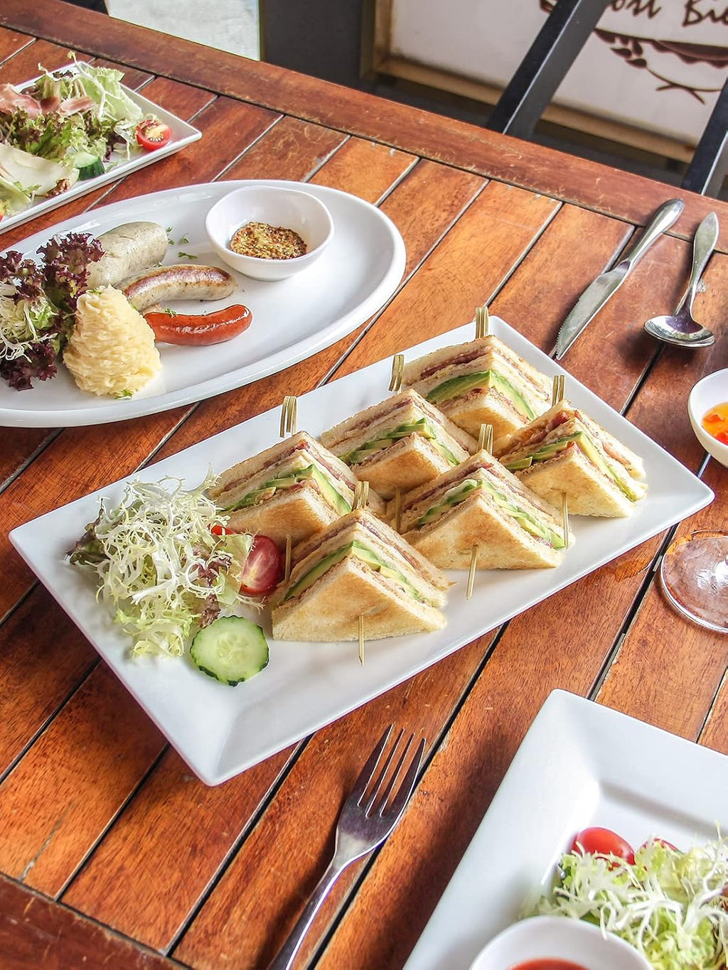 14" Serving Trays, Serving Platters, Ceramic Serving Platters and Trays, Rectangle Plates, Set of 3