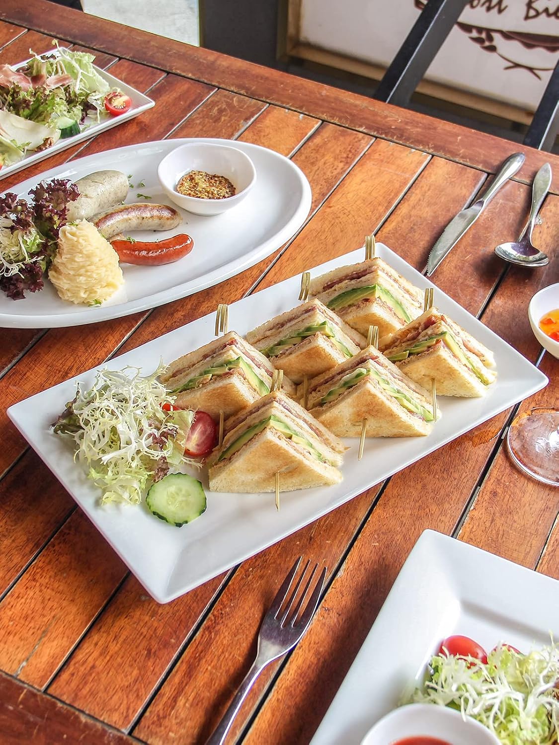 14" Serving Trays, Serving Platters, Ceramic Serving Platters and Trays, Rectangle Plates, Set of 3