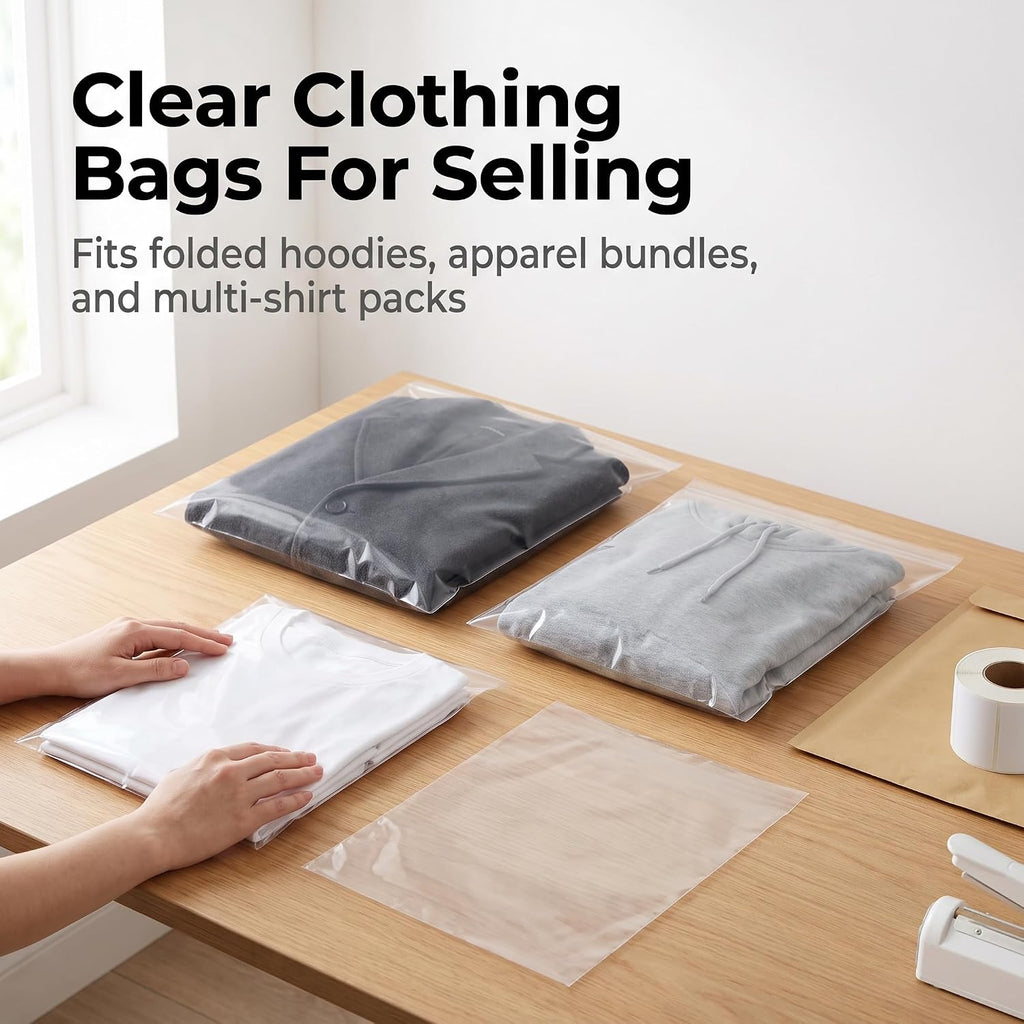9" X 12" Open-End Flat Clear Poly Bags (1000 Count) - 1.1 Mil Plastic