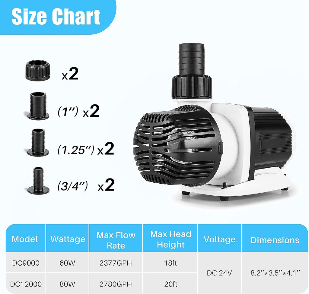 dc-9000 Silent Swirl Controllable DC aquarium Pump 60W 2377GPH marine wavemaker 24V return pump with sine wave