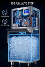 Commercial Ice Maker Machine 580lbs, 350lbs Bin, Stainless Steel
