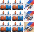 CESFONJER 2-in-8-out Compact Terminal Blocks (6 Sets), Lever Wire Splicing Connectors, 2 Input 8 Output, DIN Rail & Screw Fix, 28-12AWG, Includes Mounts & Screws