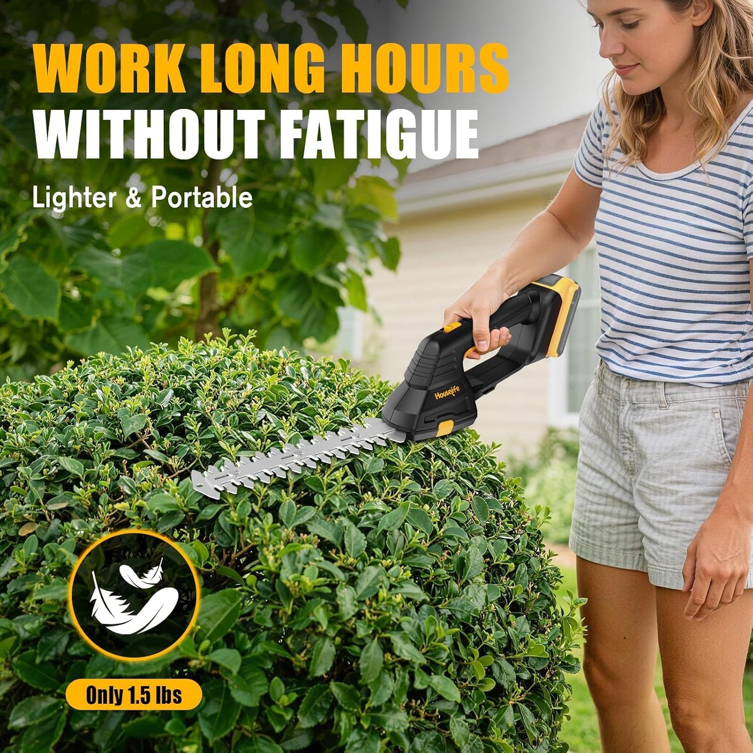 Cordless Hedge Trimmer/Grass Shears Compatible with Dewalt 20V MAX Battery | 2-in-1 Design, 9” Hedge Blade & 4.35”
