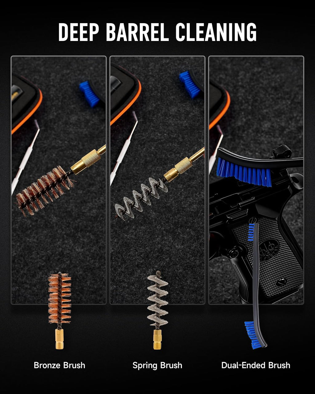 12ga Shotgun Cleaning Brush Kit, 12 Gauge Gun Maintenance Tool Set, Available in 4 Piece or 65 Piece Sets with