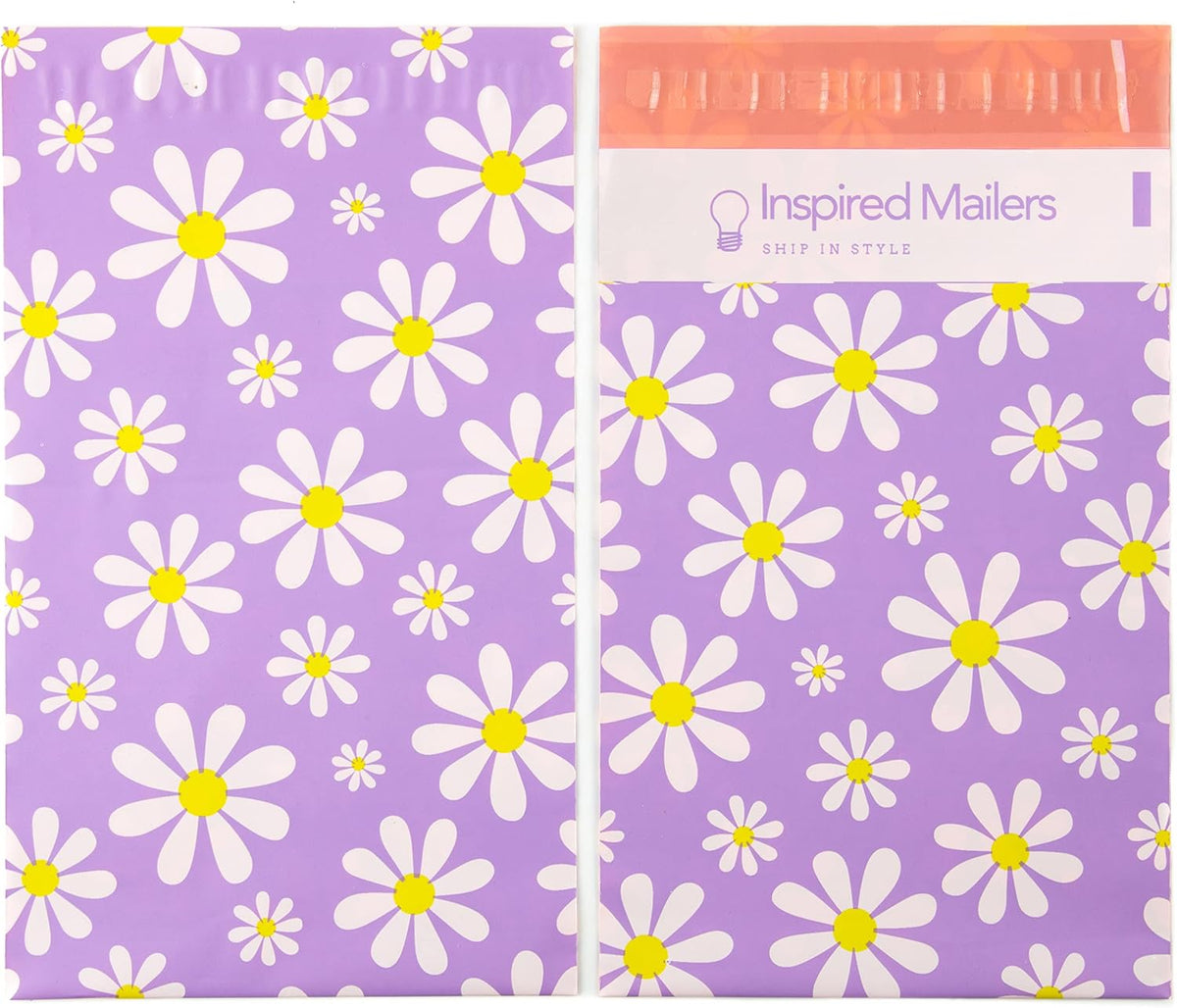 100 Small Poly Mailers 6x9 -Purple Daisies- Mailing Bags