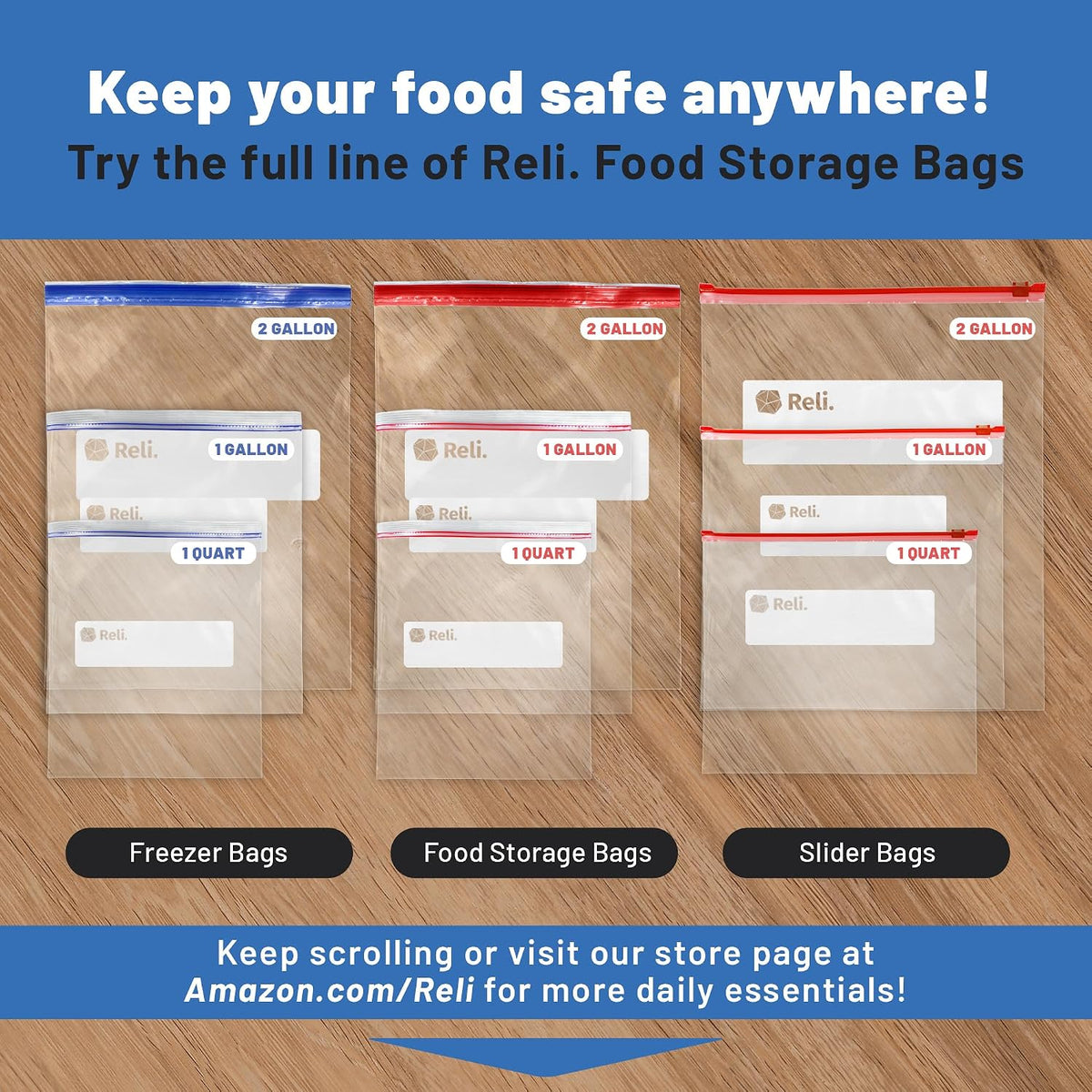 Gallon Food Storage Bags (300pk) | Resealable Storage, Gallon Size