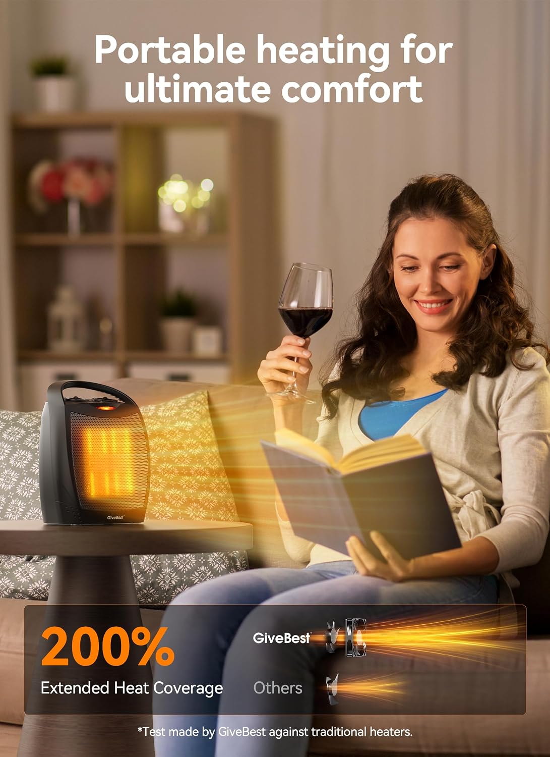 Portable Electric Space Heaters for Indoor Use | 1500W/750W Ceramic Desk Heater with Thermostat, Heat Up 200 Square