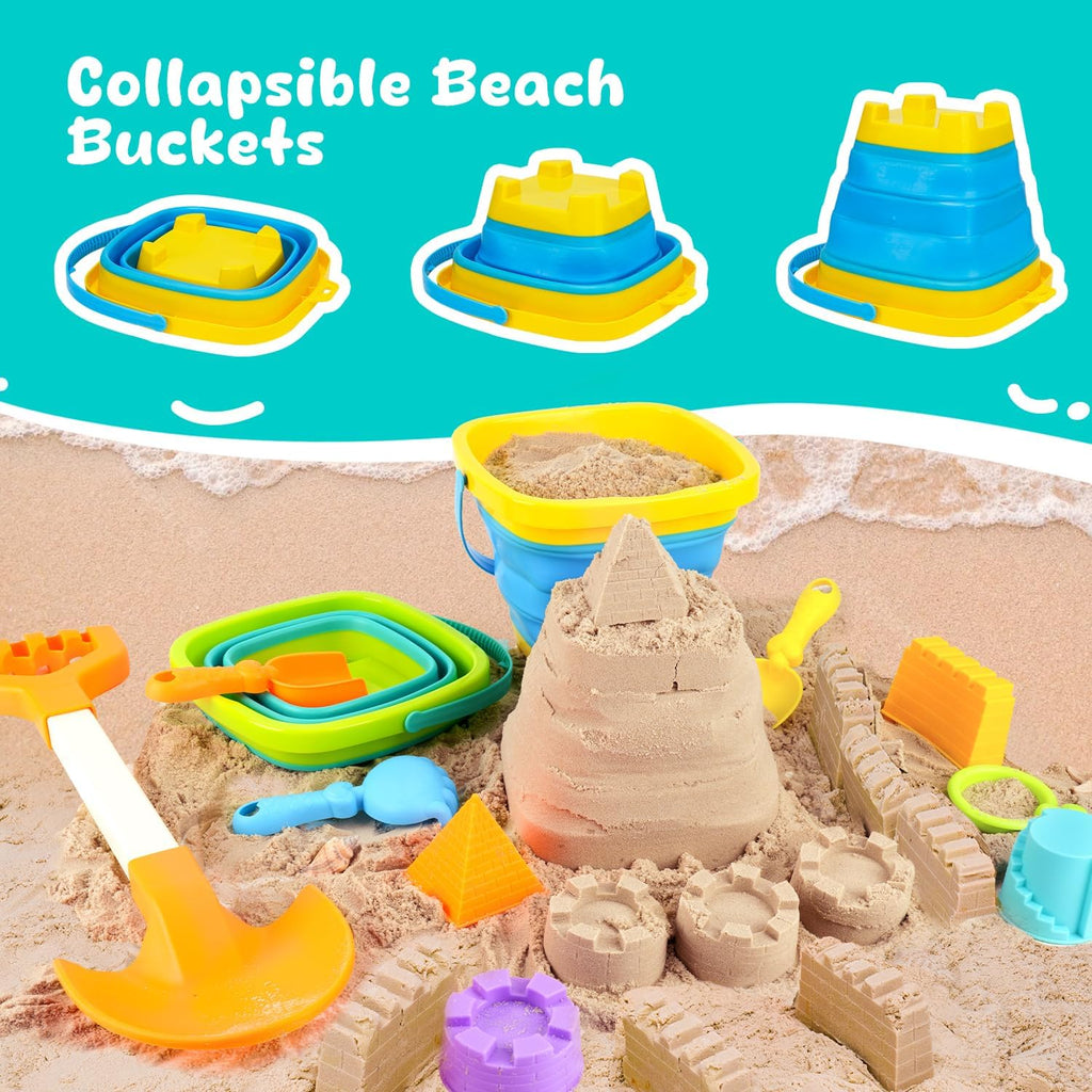 Collapsible Beach Toys for Kids Ages 4-8, Sand Toys for Toddlers Ages 3-4-8, Beach Toy Set with Collapsible Beach