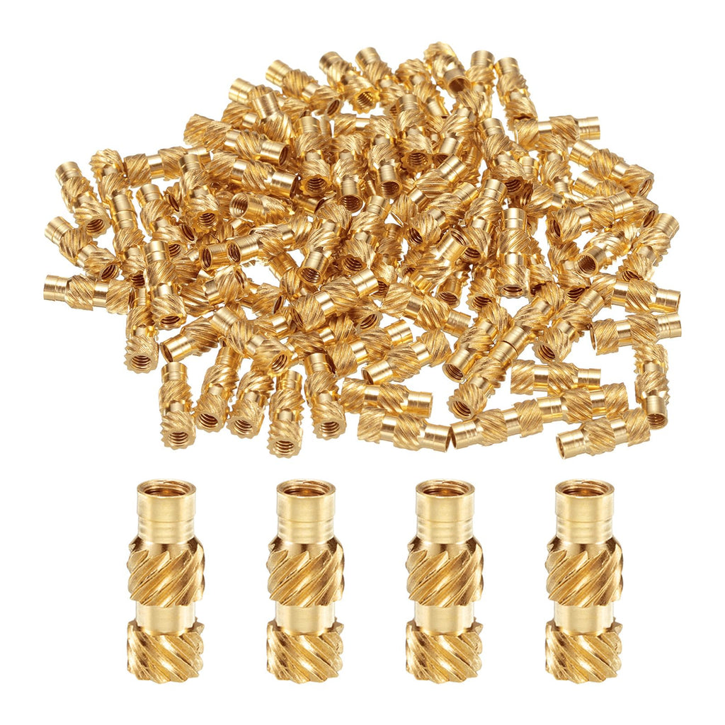 uxcell 50pcs M2.5 Threaded Inserts Brass Heat Set Insert M2.5x10mm, OD 4mm Knurled Insert Nuts, 3D Printing Brass Nuts Female Threaded Inserts Nuts