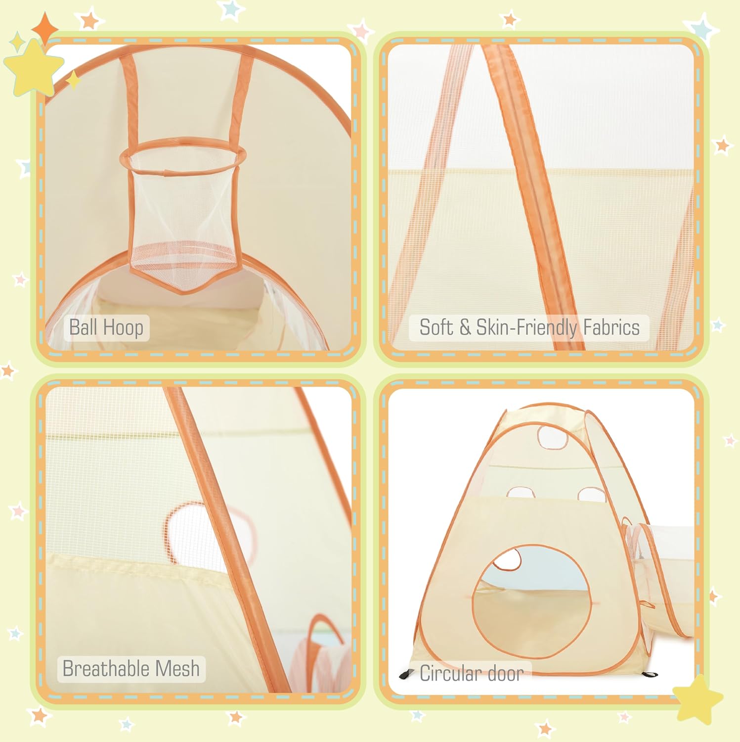 3-in-1 Pop Up Play Tent with Ball Pit Built-in Target Toss & Ball Hole | Baby Ball Pit, Tunnel Toys for Toddlers 1-3