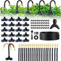 100ft 1/4-Inch Drip Irrigation Kit with 16 Adjustable Copper Nozzles, Automatic Atomizing Watering Sprinkler System