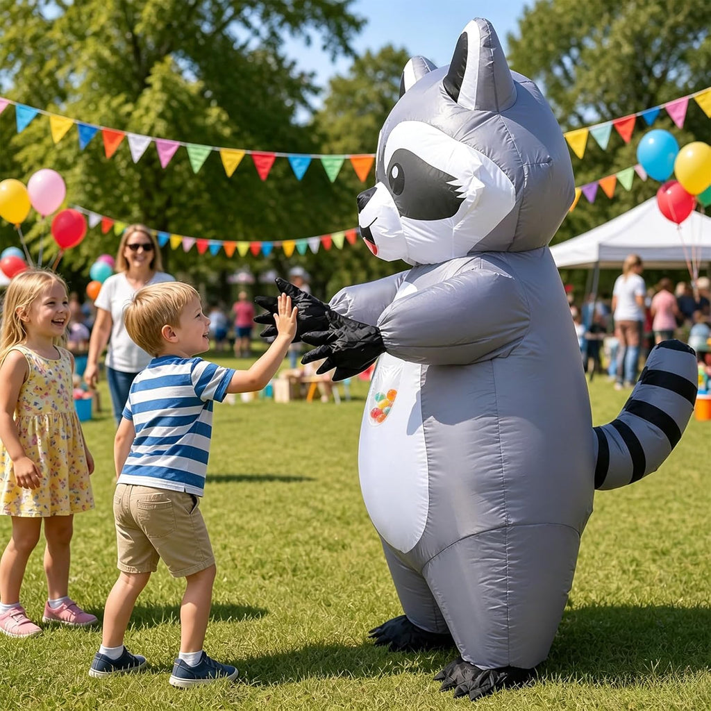 Inflatable Raccoon Costume Adult, Blow up Costume for Halloween | Fits 5'2" to 6'3", Full Body Adorable Inflatable